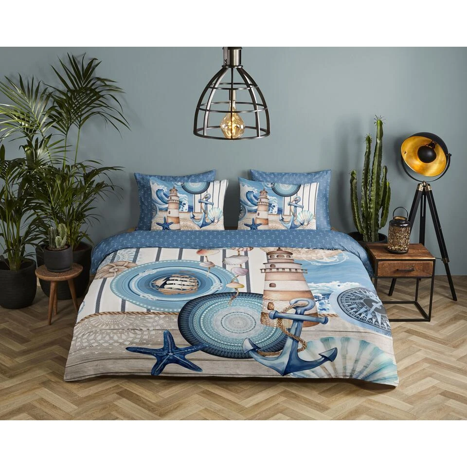 HIP Collectie Vuurtoren Dekbedovertrek Blauw-1-persoons (140 X 200/220 Cm) 4 HIP Collectie Vuurtoren Dekbedovertrek Blauw-1-persoons (140 X 200/220 Cm) - Afbeelding 2