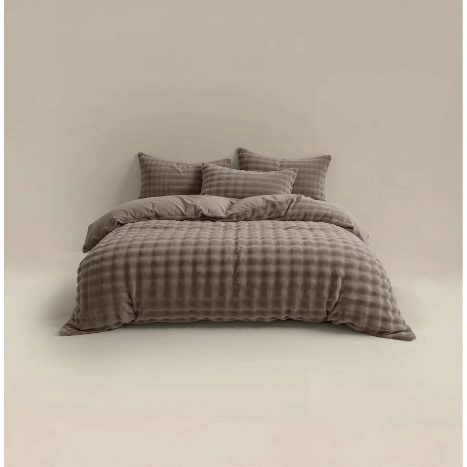 Dekbedovertrek 200x220 – Pompom Design & Warm Flanel Fleece - Taupe 7 Dekbedovertrek 200x220 – Pompom Design & Warm Flanel Fleece - Taupe - Afbeelding 5