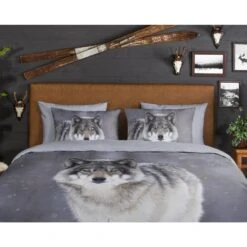 Good Morning Wolfie Flanel Dekbedovertrek Grijs-2-persoons (200 X 200/220 Cm) -Leen Bakker Winkel 06358b6ac3424cefb739827f40f22d85