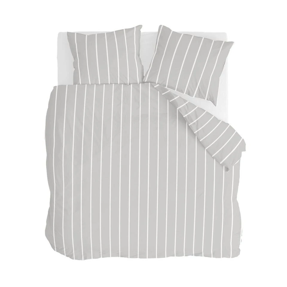 Walra - Dekbedovertrek Preppy Pinstripe - 200x220 Cm - Grijs 3 Walra - Dekbedovertrek Preppy Pinstripe - 200x220 Cm - Grijs