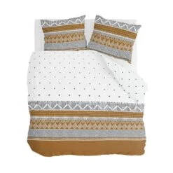 Walra - Dekbedovertrek Ikat Dreams - 200x220 Cm - Wit / Cognac