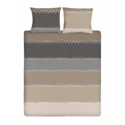 Ten Cate Katoenen Eenpersoons Dekbedovertrek - 140x200/220 - Zig Zag Taupe