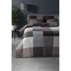 Ten Cate Katoenen Tweepersoons Dekbedovertrek - 200x200/220 - Block Antraciet -Leen Bakker Winkel 1000023955 0110