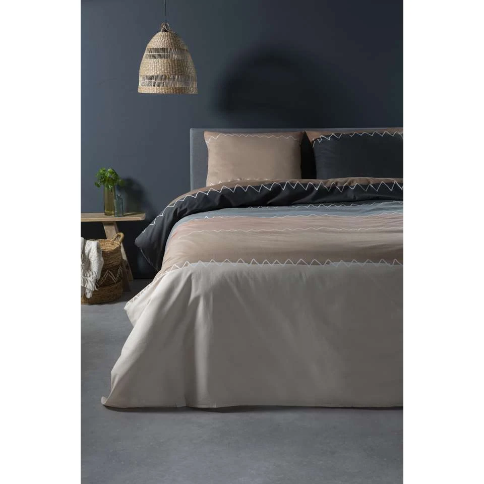 Ten Cate Katoenen Tweepersoons Dekbedovertrek - 200x200/220 - Zig Zag Taupe 5 Ten Cate Katoenen Tweepersoons Dekbedovertrek - 200x200/220 - Zig Zag Taupe - Afbeelding 3