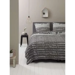 Ten Cate Katoenen Tweepersoons Dekbedovertrek - 200x200/220 - Skyline Taupe -Leen Bakker Winkel 1000024039 0110