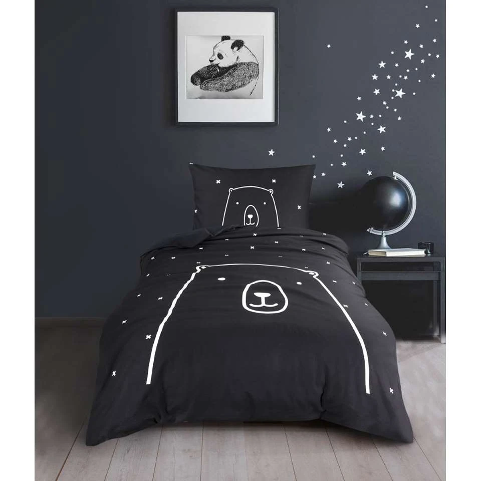 Kidzroom Bear Dekbedovertrek - 140x200 - Zwart 4 Kidzroom Bear Dekbedovertrek - 140x200 - Zwart - Afbeelding 2