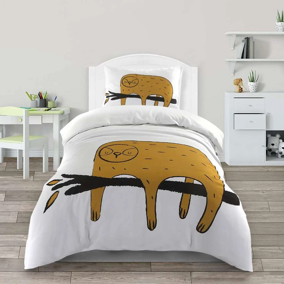 Kidzroom Sloth Dekbedovertrek - 120x150 - Wit 4 Kidzroom Sloth Dekbedovertrek - 120x150 - Wit - Afbeelding 2