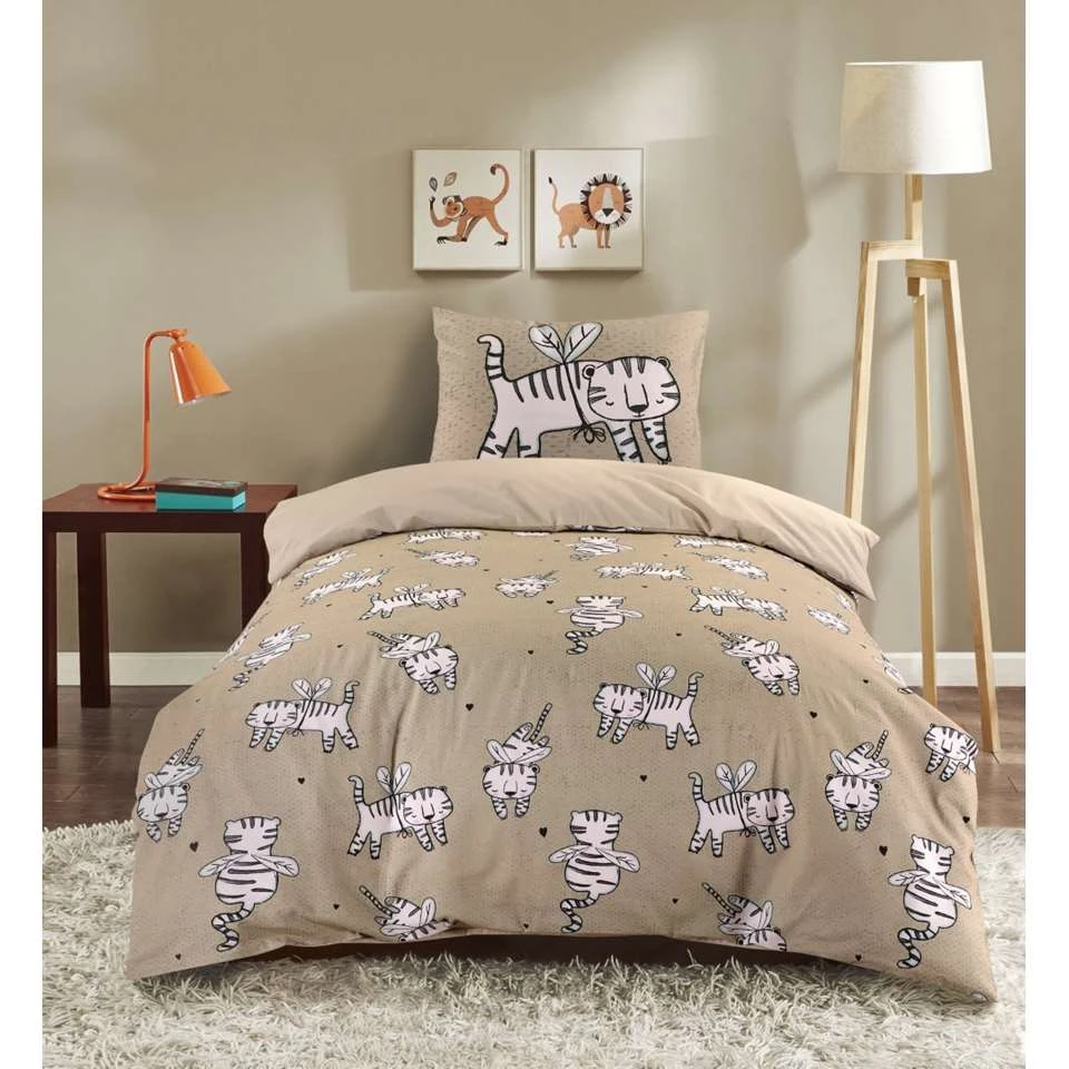Kidzroom Cat Dekbedovertrek - 140x200 - Beige 4 Kidzroom Cat Dekbedovertrek - 140x200 - Beige - Afbeelding 2