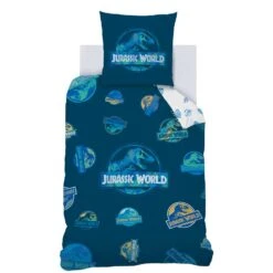 Jurassic World Dekbedovertrek Badges - Eenpersoons - 140 X 200 Cm - Katoen -Leen Bakker Winkel 1000025507 0103