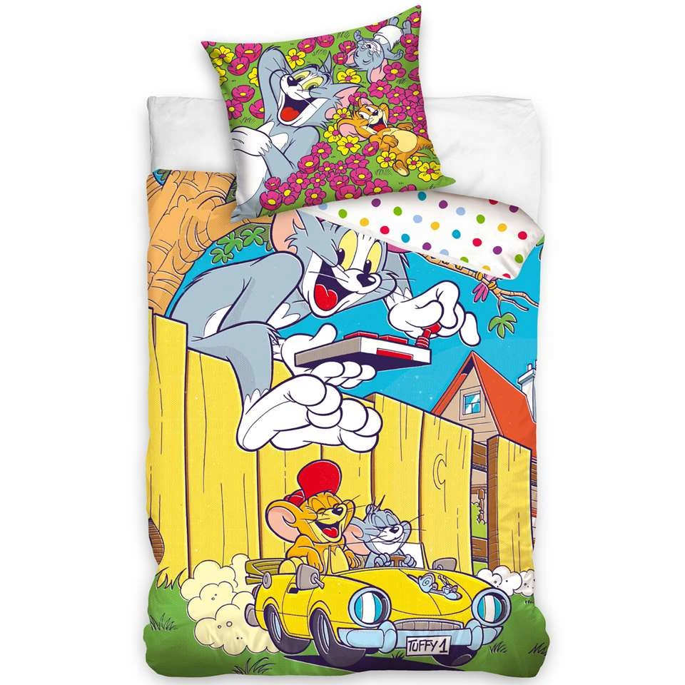 Tom & Jerry Dekbedovertrek Happy - 140 X 200 Cm + 60 X 70 Cm - Katoen 3 Tom & Jerry Dekbedovertrek Happy - 140 X 200 Cm + 60 X 70 Cm - Katoen