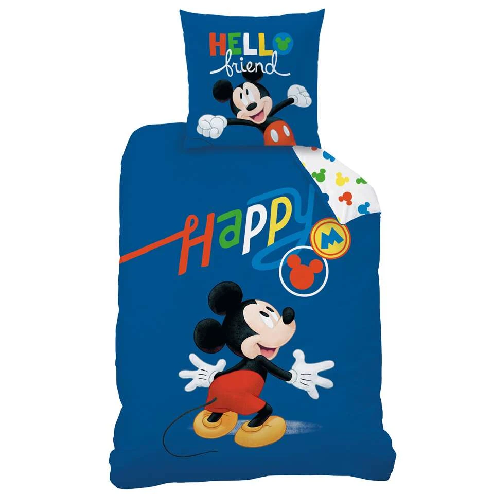 Disney Mickey Mouse Dekbedovertrek Happy - Eenpersoons - 140 X 200 Cm - Katoen 3 Disney Mickey Mouse Dekbedovertrek Happy - Eenpersoons - 140 X 200 Cm - Katoen