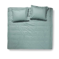 Damai Dekbedovertrek Katoen-satijn - 240 X 240/220cm - Mist Groen Gestreept