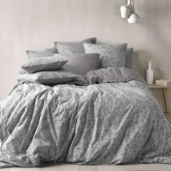 De Witte Lietaer Dekbedovertrek Lea Natural Grey - 140 X 200/220 Cm - Flanel -Leen Bakker Winkel 1000032000 0101