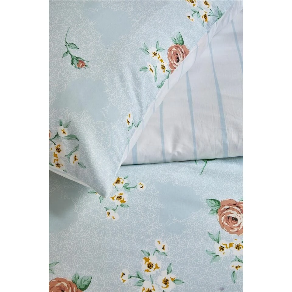 Walra - Dekbedovertrek Red Roses - 140x220 Cm - Blauw 4 Walra - Dekbedovertrek Red Roses - 140x220 Cm - Blauw - Afbeelding 2