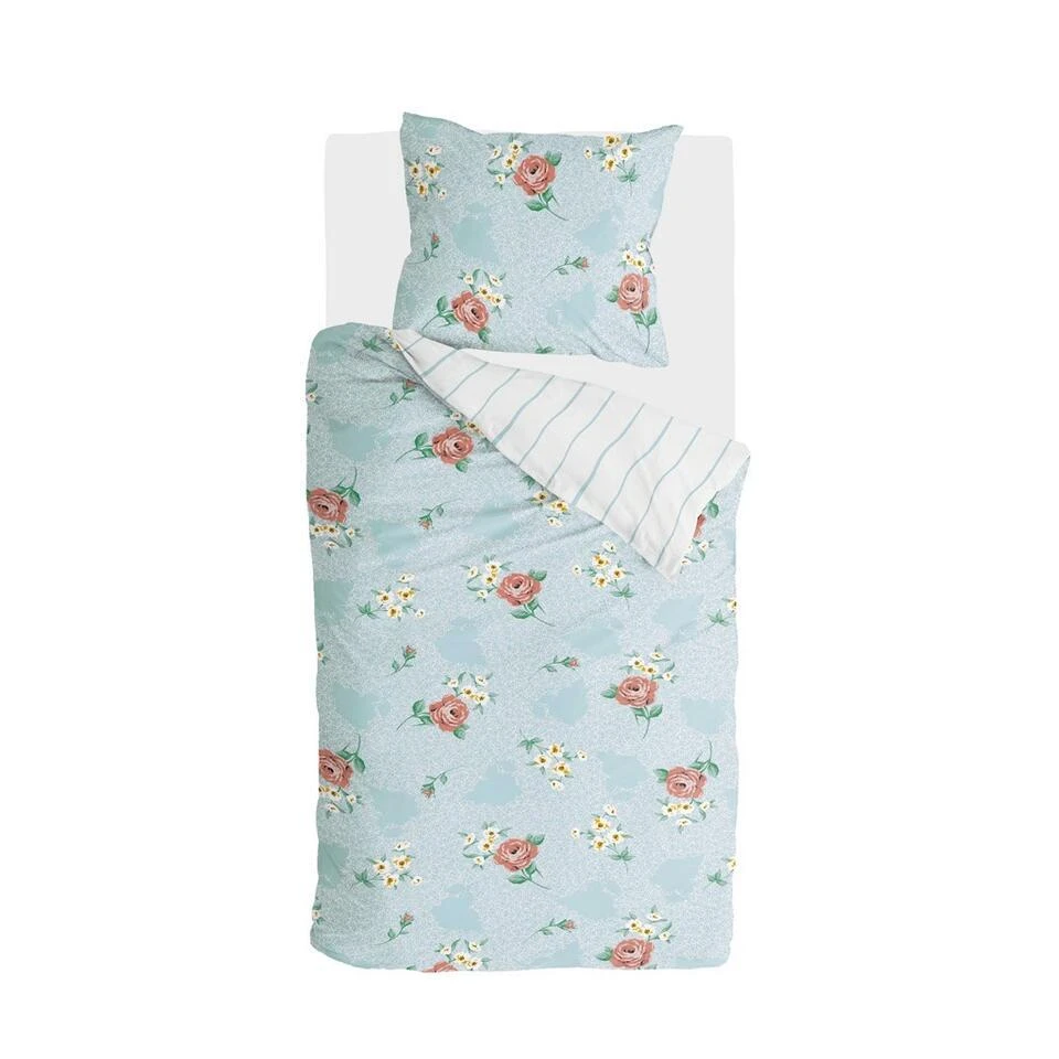 Walra - Dekbedovertrek Red Roses - 140x220 Cm - Blauw 3 Walra - Dekbedovertrek Red Roses - 140x220 Cm - Blauw