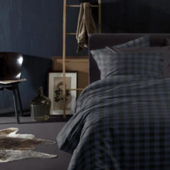 Damai Dekbedovertrek Flanel - 140x200/220cm - Blauw Ruitmotief -Leen Bakker Winkel 1000034382 0101