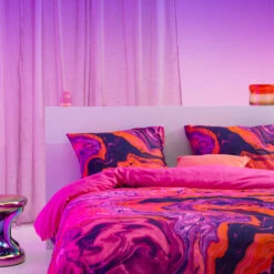 Damai Dekbedovertrek Trance - Satijn - 240x200/220 Cm - Shocking Pink -Leen Bakker Winkel 1000034623 0101