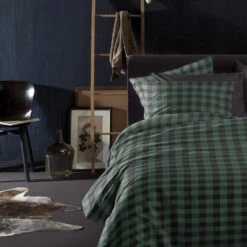 Damai Dekbedovertrek Flanel - 140x200/220cm - Groen Ruitmotief -Leen Bakker Winkel 1000034863 0101