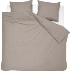 Damai Dekbedovertrek Organic Satijn Taupe-1-persoons (140 X 200/220 Cm)