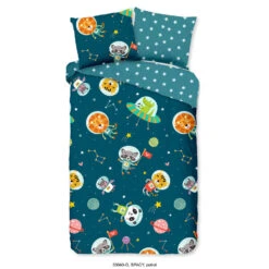 Good Morning Dekbedovertrek "Spacy" - Petrol - (140x220 Cm)
