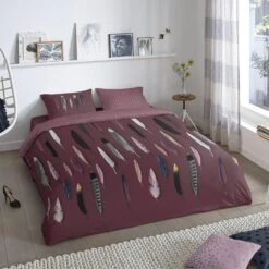 Good Morning Dekbedovertrek "Feathers" - Rood - (200x220 Cm) -Leen Bakker Winkel 1000035746 0101