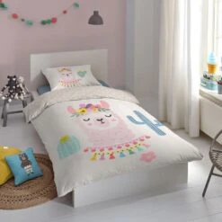 Good Morning Dekbedovertrek "Llama" - Zand - (140x220 Cm) -Leen Bakker Winkel 1000035760 0102