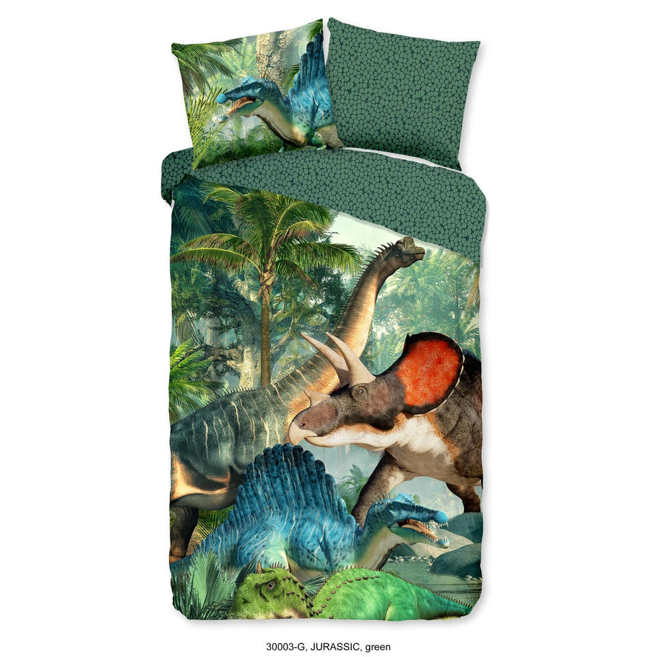 Good Morning Dekbedovertrek "Jurassic" - Groen - (140x220 Cm) 3 Good Morning Dekbedovertrek "Jurassic" - Groen - (140x220 Cm)