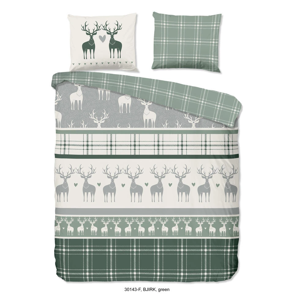 Good Morning Dekbedovertrek "Bjirk" - Groen - (200x220 Cm) 3 Good Morning Dekbedovertrek "Bjirk" - Groen - (200x220 Cm)
