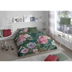 Good Morning Dekbedovertrek "Fleur" - Groen - (140x220 Cm) -Leen Bakker Winkel 1000035975 0101