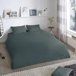 Good Morning Dekbedovertrek "Uni D.Green" - Groen - (240x220 Cm) -Leen Bakker Winkel 1000035988 0101