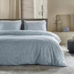 Damai Dekbedovertrek Ebba - Biologisch Katoen - 260x200/220 Cm - Soft Blue -Leen Bakker Winkel 1000038146 0102