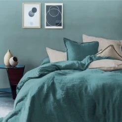 Matt & Rose Set Kussenslopen Groen - 65 X 65 Cm - 100% Linnen -Leen Bakker Winkel 1000038495 0102