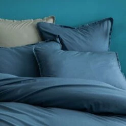 Matt & Rose Set Kussenslopen Blauw - 65 X 65 Cm - Gewassen Katoen -Leen Bakker Winkel 1000038496 0101