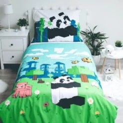 Minecraft Dekbedovertrek Explore Overworld - Eenpersoons - 140 X 200 Cm - Katoen -Leen Bakker Winkel 1000044600 0101