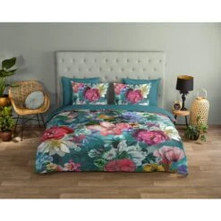 Good Morning Dekbedovertrek "Tiandra" - Petrol - (240x220 Cm) -Leen Bakker Winkel 1000045506 0101