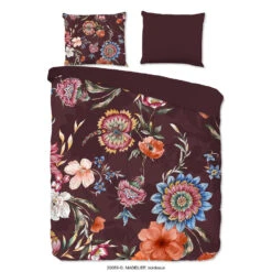 Good Morning Dekbedovertrek "Madelief" - Bordeaux - (140x220 Cm)