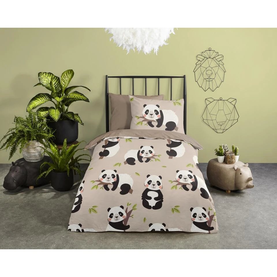 Good Morning Dekbedovertrek "Panda" - Zand - (140x220 Cm) 4 Good Morning Dekbedovertrek "Panda" - Zand - (140x220 Cm) - Afbeelding 2