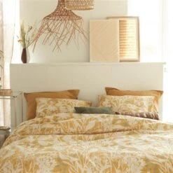 Ariadne At Home Dekbedovertrek Botanical Okergeel-2-persoons (200 X 200/220 Cm) -Leen Bakker Winkel 1000052569 0102