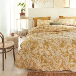 Ariadne At Home Dekbedovertrek Botanical Okergeel-2-persoons (200 X 200/220 Cm) -Leen Bakker Winkel 1000052569 0103