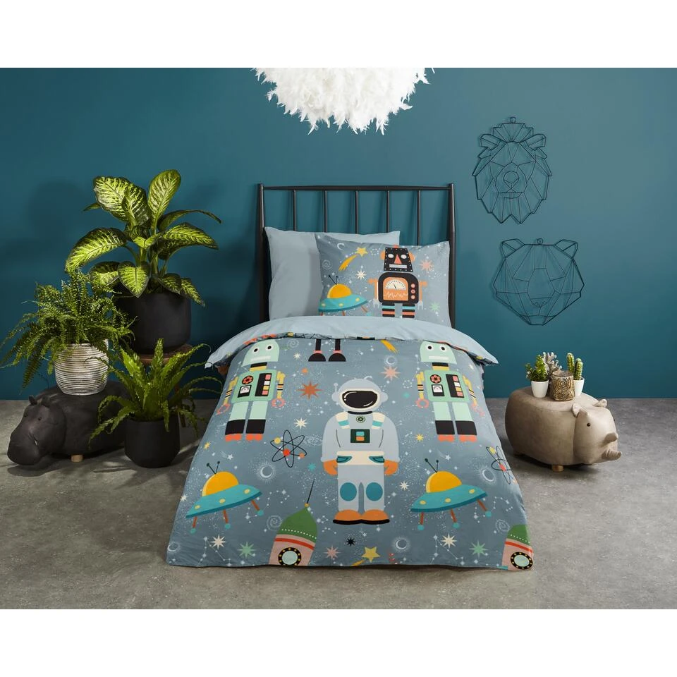 Good Morning Dekbedovertrek "Spacemen" - Grijs - (140x220 Cm) 4 Good Morning Dekbedovertrek "Spacemen" - Grijs - (140x220 Cm) - Afbeelding 2