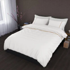 Romanette Flanellen Dekbedovertrek Duchesse Wit/Zand-140 X 200/220 Cm -Leen Bakker Winkel 1000057366 0102