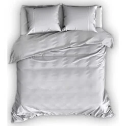 Romanette Flanellen Dekbedovertrek Duchesse Zilver/Wit-140 X 200/220 Cm