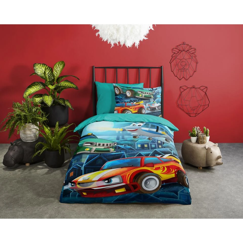 Good Morning Dekbedovertrek "Race" - Multi - (140x220 Cm) 4 Good Morning Dekbedovertrek "Race" - Multi - (140x220 Cm) - Afbeelding 2