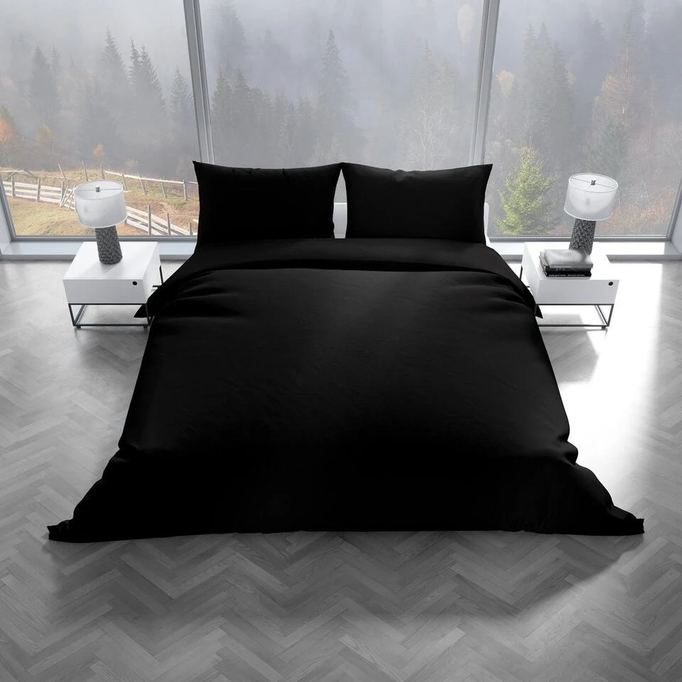 Charm & Co Dekbedovertrek Effen Zwart-1-persoons (140 X 200/220 Cm) 4 Charm & Co Dekbedovertrek Effen Zwart-1-persoons (140 X 200/220 Cm) - Afbeelding 2