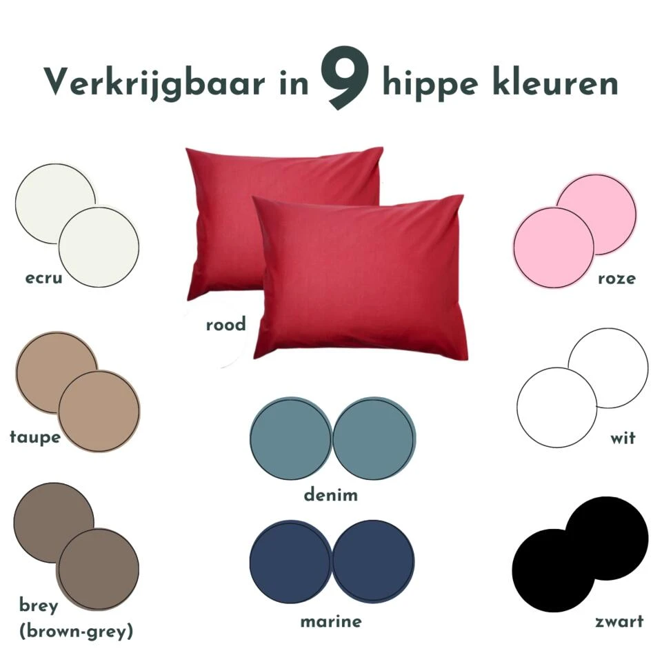 Zavelo Kussenslopen - Hotelkwaliteit - Set Van 2 Stuks - Rood - 60x70cm - 100... 4 Zavelo Kussenslopen - Hotelkwaliteit - Set Van 2 Stuks - Rood - 60x70cm - 100... - Afbeelding 2