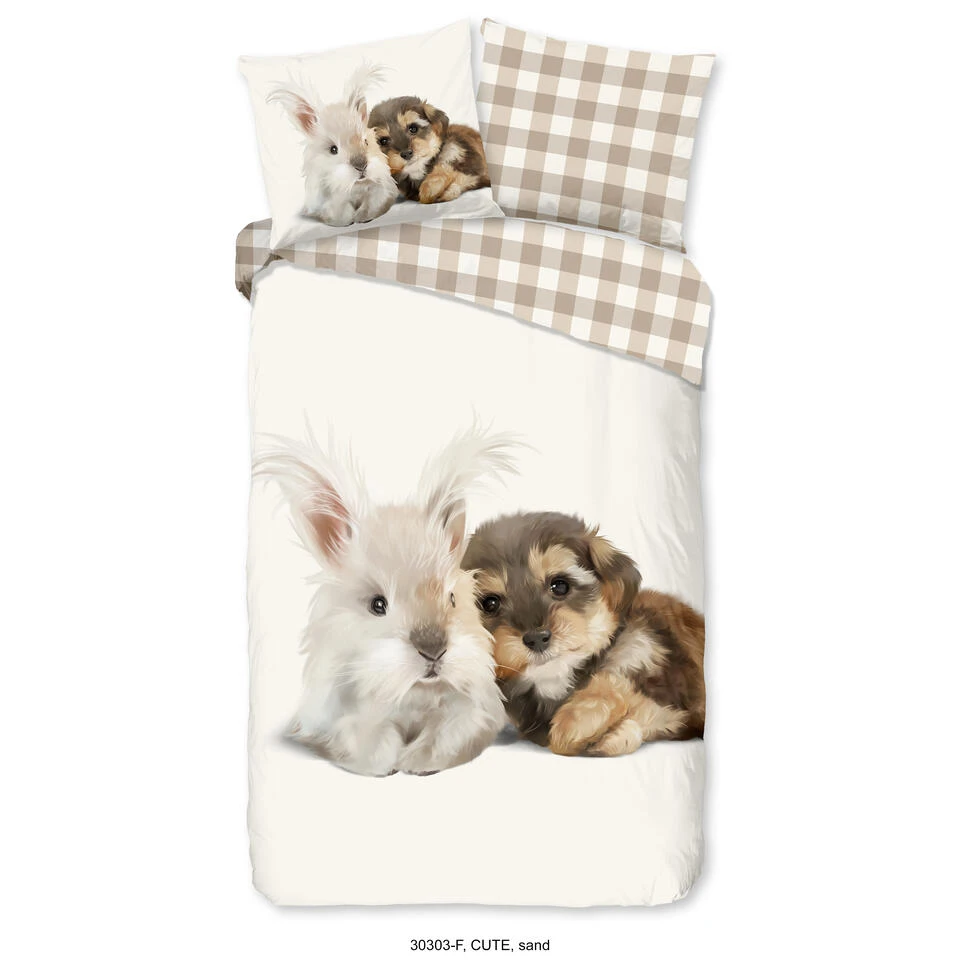 Good Morning Dekbedovertrek "Cute" - Zand - (140x220 Cm) 3 Good Morning Dekbedovertrek "Cute" - Zand - (140x220 Cm)
