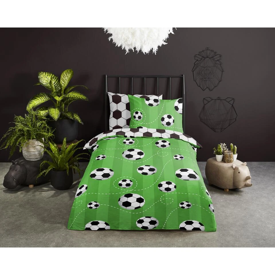 Good Morning Dekbedovertrek "Soccer" - Groen - (140x220 Cm) 4 Good Morning Dekbedovertrek "Soccer" - Groen - (140x220 Cm) - Afbeelding 2