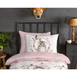 Good Morning Dekbedovertrek "Owl" - Roze - (140x220 Cm) -Leen Bakker Winkel 1000070220 0110