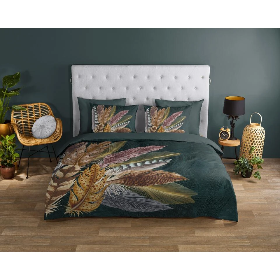 Good Morning Dekbedovertrek "Soft Feathers" - Groen - (140x220 Cm) 4 Good Morning Dekbedovertrek "Soft Feathers" - Groen - (140x220 Cm) - Afbeelding 2