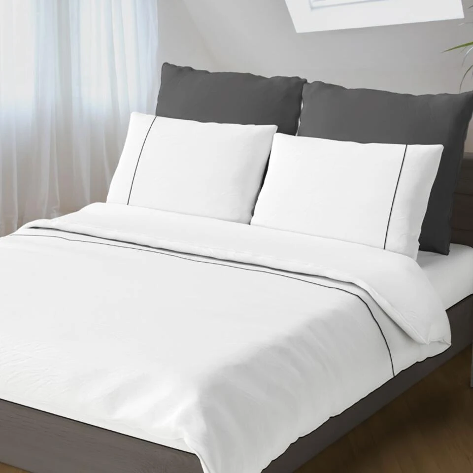 Romanette Flanellen Dekbedovertrek Duchesse Wit/Antraciet-140x200/220 4 Romanette Flanellen Dekbedovertrek Duchesse Wit/Antraciet-140x200/220 - Afbeelding 2